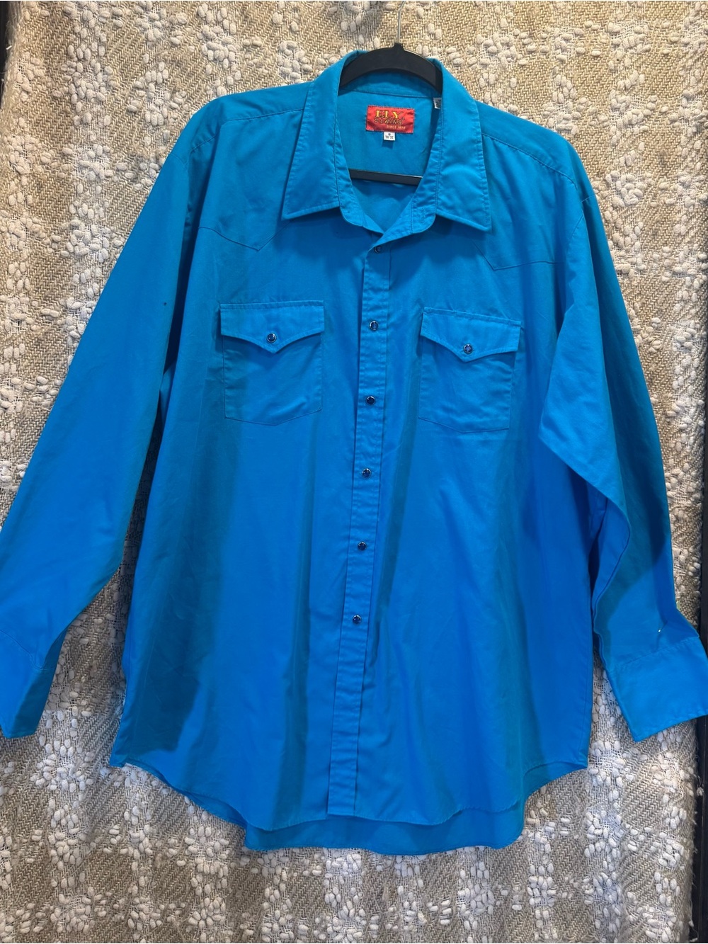 Ely Plains Western-Style Shirt Men's with Snap Buttons Size 18 (34-35)